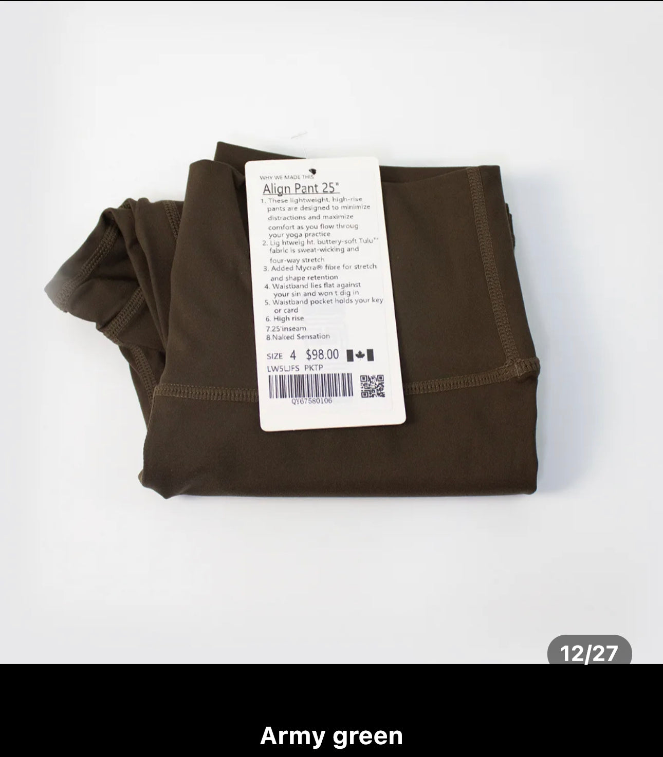 LULU*LEMON LEGGINGS 1 - ARMY GREEN