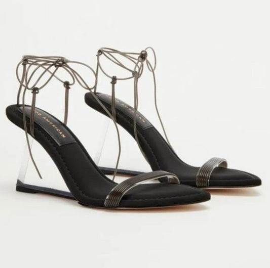 GOOD AMERICAN WOMEN’S  CINDER-F*CKING-RELLA WEDGE in NEOPRENE BLACK