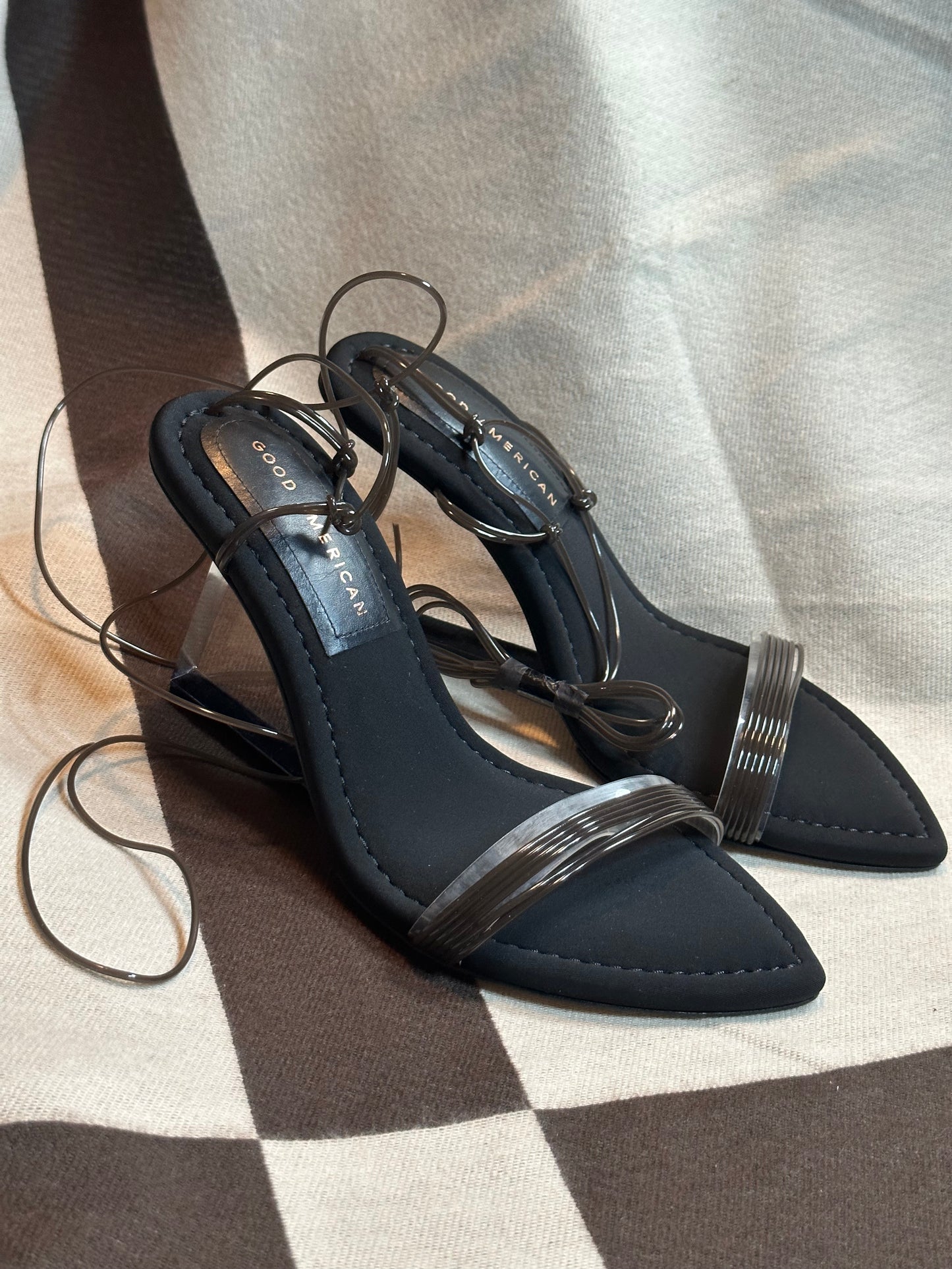GOOD AMERICAN WOMEN’S  CINDER-F*CKING-RELLA WEDGE in NEOPRENE BLACK