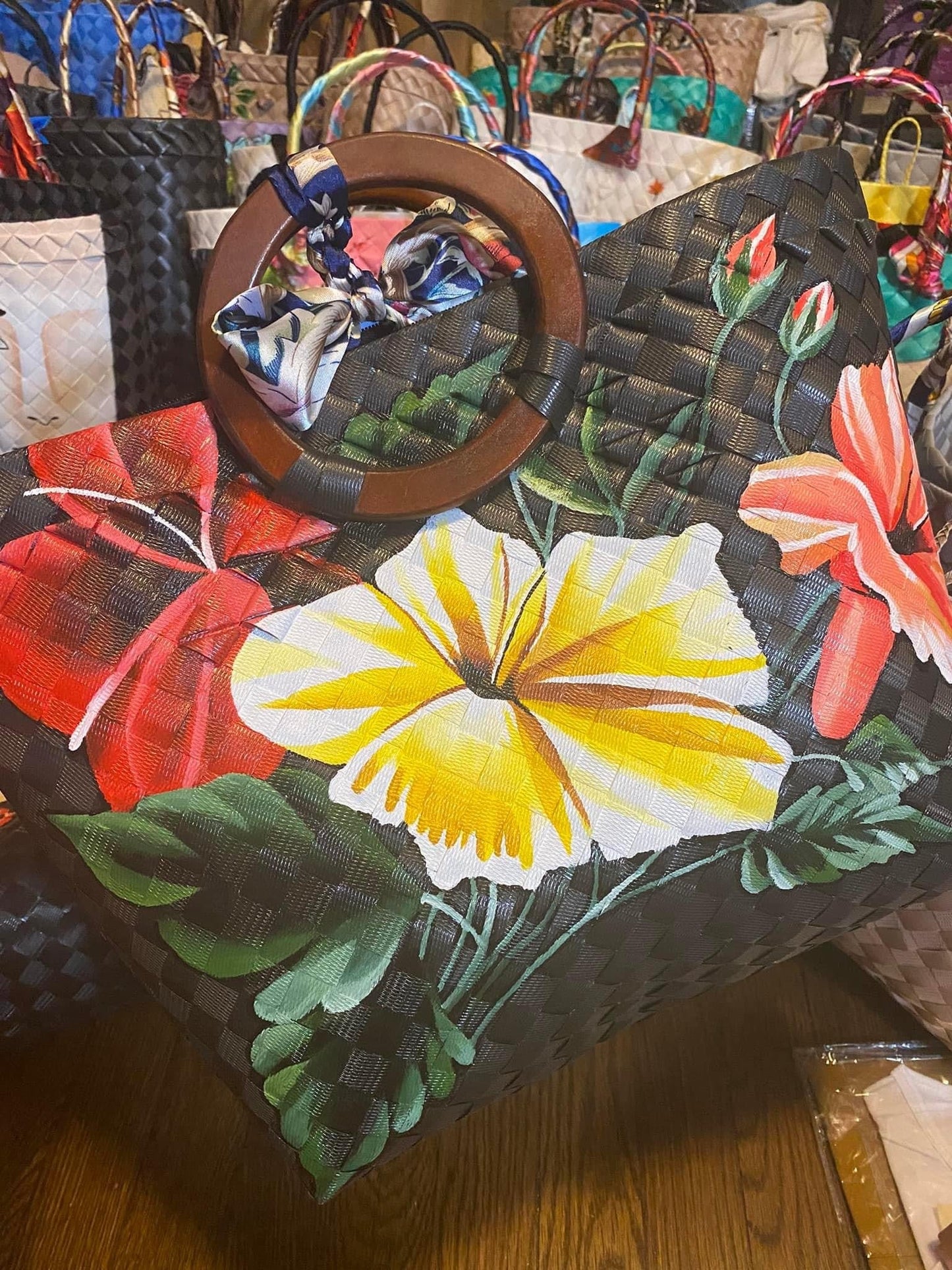 FLORAL WOODEN BAYONG